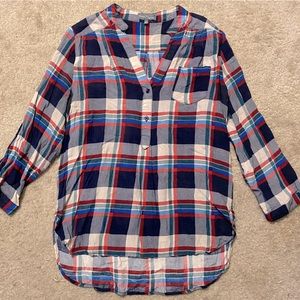 Never Worn Super-Cute Market & Spruce “Colibri” Plaid Popover Blouse, Size M